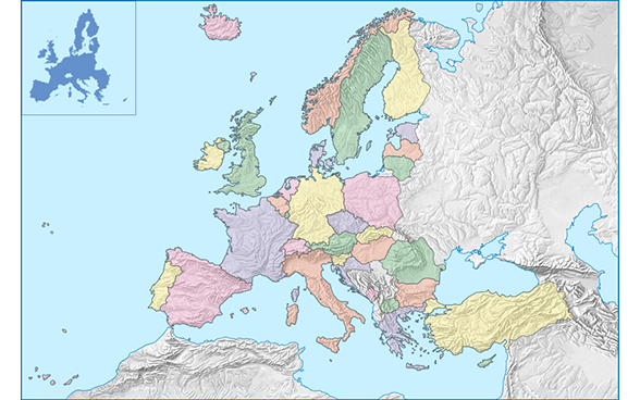 Europa Länder Übersichtskarte