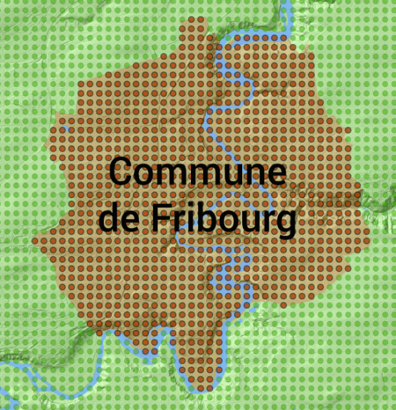 Surface par points de la commune de Fribourg