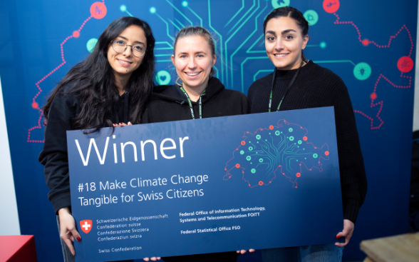 La squadra QuizzerLand, vincitrice della sfida «Make Climate Change Tangible for Swiss Citizens».